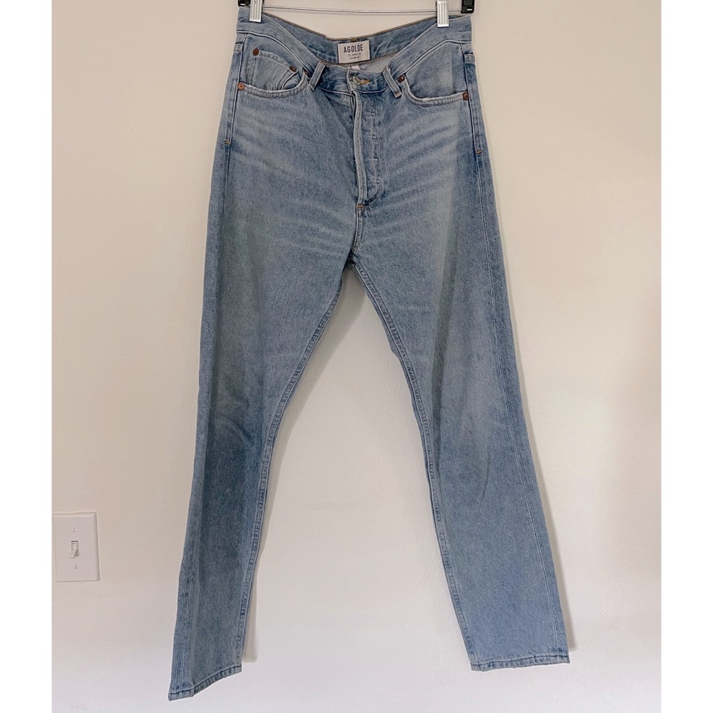 AGOLDE high rise ankle length denim from Aritzia